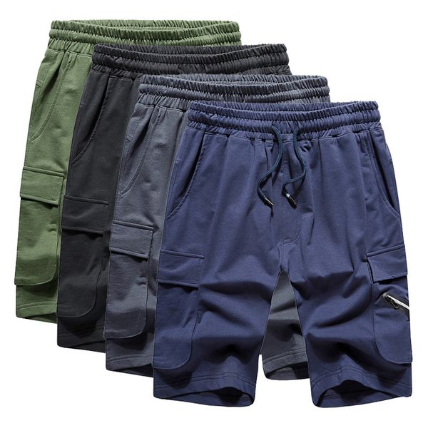 

new arrival 2020 new men's leisure sports cordoned shorts multi pocket men's work wear shorts large #dk17, White;black