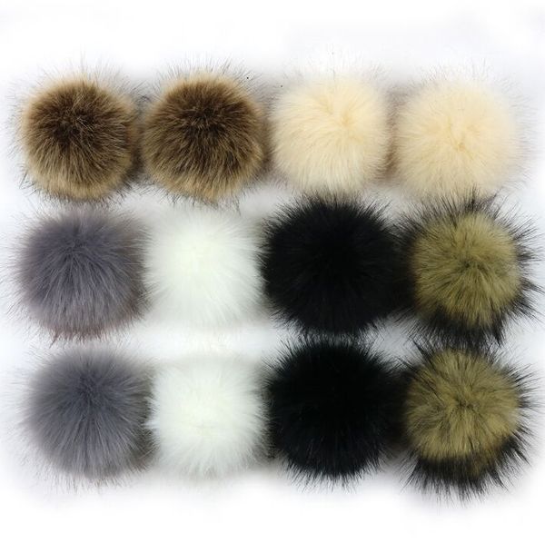

5pcs/lot winter fluffy artificial pom poms furry polyester acrylic fur ball for knitted cap hat hairy ball accessories