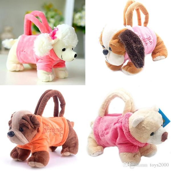 

2019 new year gifts kids handbags plush cartoon dogs for kids coin holder 3d poodle toys schnauzer toys for children girls, Black