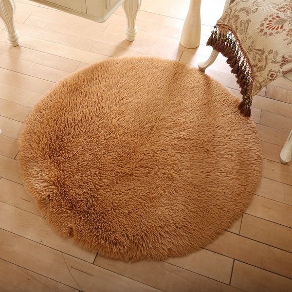 

30 * 30cm round bathroom mat solid color non-slip soft fluffy mat computer chair pad hanging basket non-slip absorbent