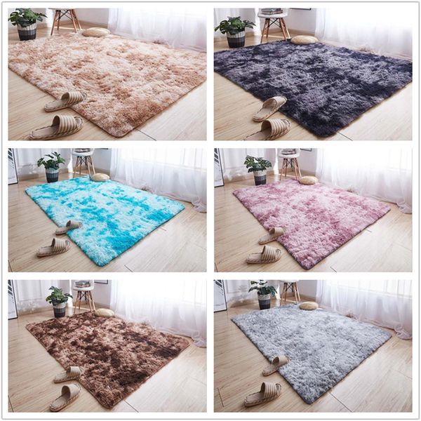 

gradient rectangle variegated tie-dye carpets living room plush soft mats anti-slip water absorption bedroom rugs a001h