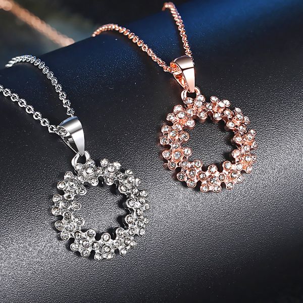 

women steel wedding necklace jewelry classic setting rhinestone circle chokers necklace for women wedding gifts, Silver