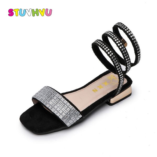 

summer children roman sandals high boots fashion rhinestones gladiator shoes for girls princess sandals slipper black pink white, Black;red