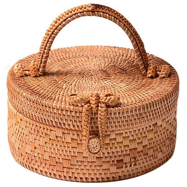 

rattan bag for women, fashion handmade wicker woven purse round rattan bag bamboo for summer beach sea vacation best