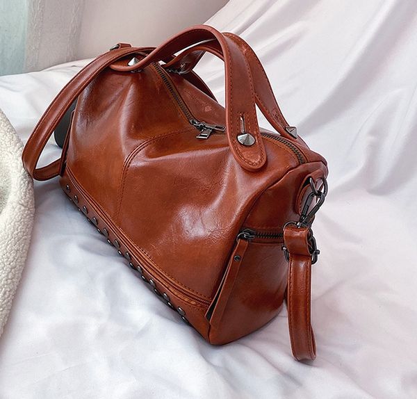 

fashion women's solid color large capacity leather shoulder bag handbag#t2