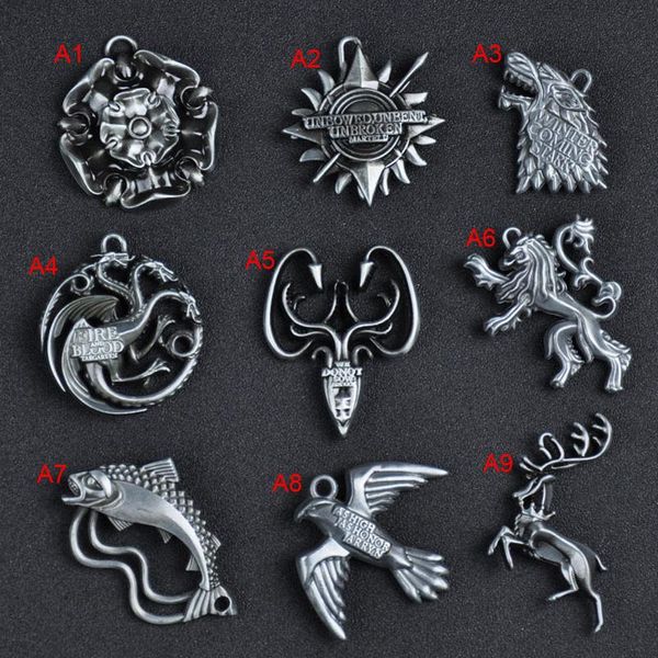 

Game of Thrones House House Stark Lannister Targaryen Baratheon Wolf Dragon Keychain Key rings fashion Jewelry Retail Packing 170879