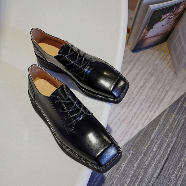 

2020 brtish style new spring woman genuine leather causal shoes black color us size 4.5-7 (eu size 34-39