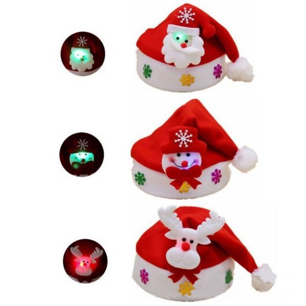 

new arrival fashion led pattern snowman/deer/santa claus christmas glow party supplies holiday lighting christmas party hat
