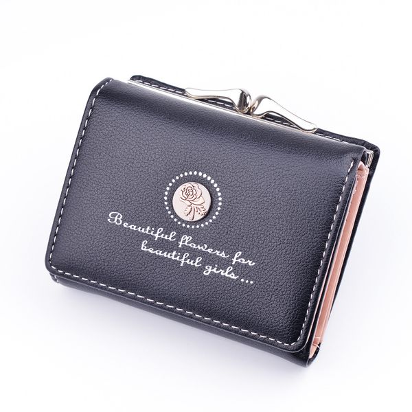

vintage women wallet lady retro flower small wallet hasp printing floral clutch bag buckle purse female card holder coin purse, Red;black