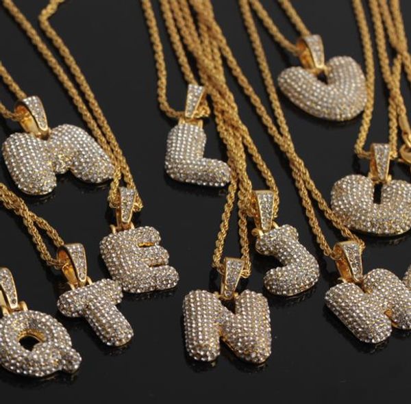

hip hop diamondnecklace with 26 letters pendant corn chain 24k gold plated, hign quality and ing, Silver