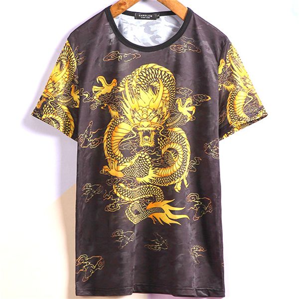

luxury dragon pattern slim print t-shirts classic men's clothing shirts tees t-shirts office business formal slim fit stylish t-shirts, White;black