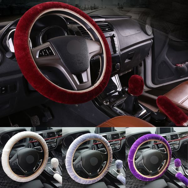 

3pc /set winter car plush steering wheel cover + handbrake cover + car automatic covers plush gear shift 3pcs accessories