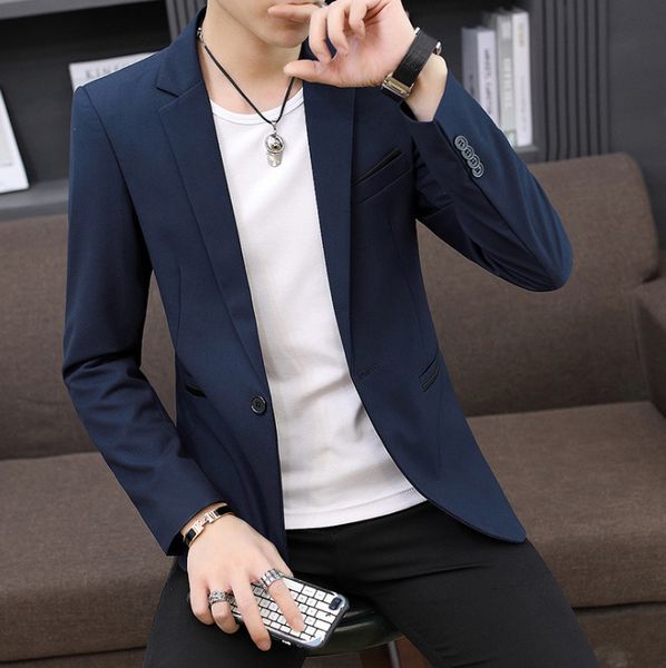 

new men's suit jackets spring autumn slim fit suit blazer korean version jackets male casual solid color blazers, White;black
