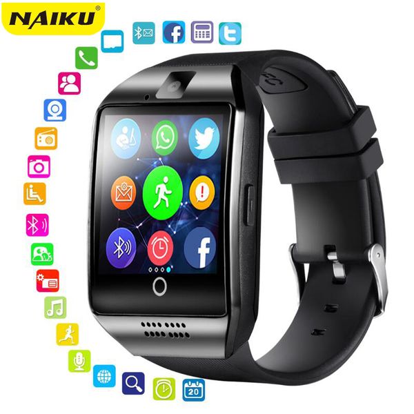 

naiku smart watch with camera, q18 bluetooth smartwatch sim tf card slot fitness activity tracker sport watch for android, Slivery;brown