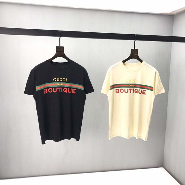 

paris fashion show men's and women's t-shirt spring and summer quality new cotton letter print round neck t-shirt eu size, White