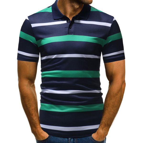 

men striped collar sport shirt 3xl 2019 summer brand male running casual cotton short sleeve breathable golf homme camisas top