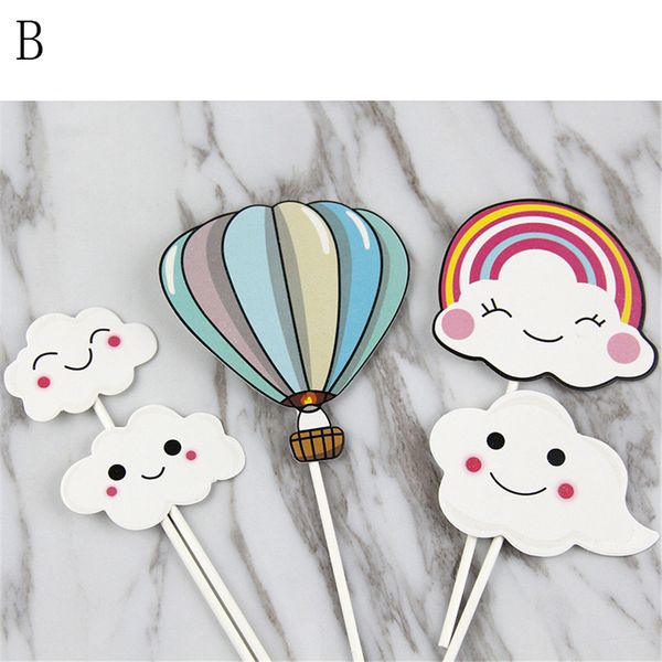 

5/20pcs novelty cloud colorful air balloon er baby shower for girls happy birthday cake ers party decoration tools