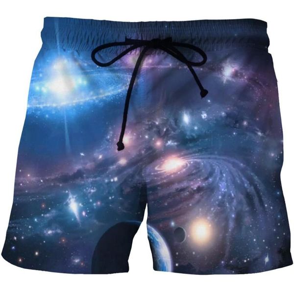 

men's swimwear summer man's beach shorts thin loose water sports short pant galaxy 3d print runing gym plus size male surfing boar
