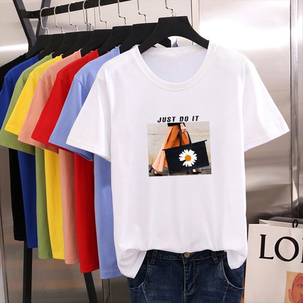 

short-sleeved fe t-shirt underwear underwear 2020 t-shirt female male loose ins half-sleeved summer clothes student cotton printed couple da, White