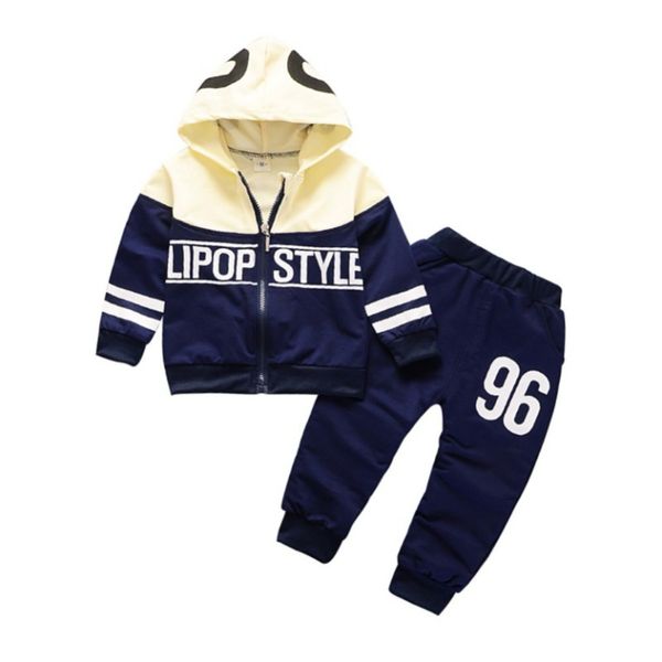 

babyboy girl clothing set high quility cotton kids toddler clothes letter hooded suit boy infant long sleeve 1-4years autumn, White
