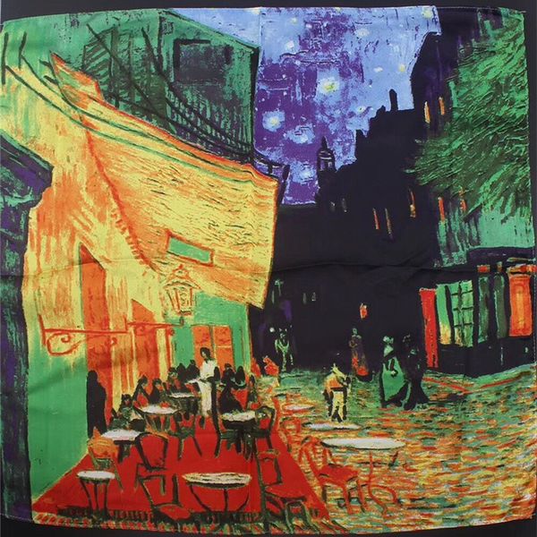 

gogh oil painting square scarves new silk scarf bandanna women scarf fashion head neck tie band professional neckerchief