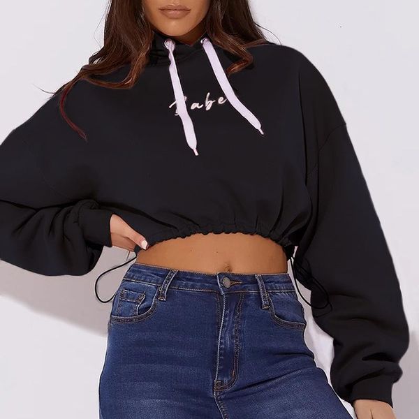 

casual loose solid long sleeve hoodies female autumn winter 2019 new fashion short clothing ladies splice sale hoodies top