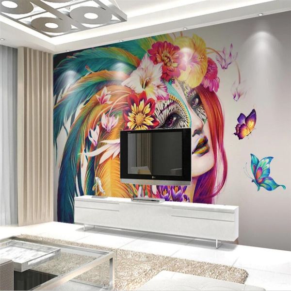 

custom wallpaper 3d mural european style hand-painted colorful beauty background wall home decoration papel de parede