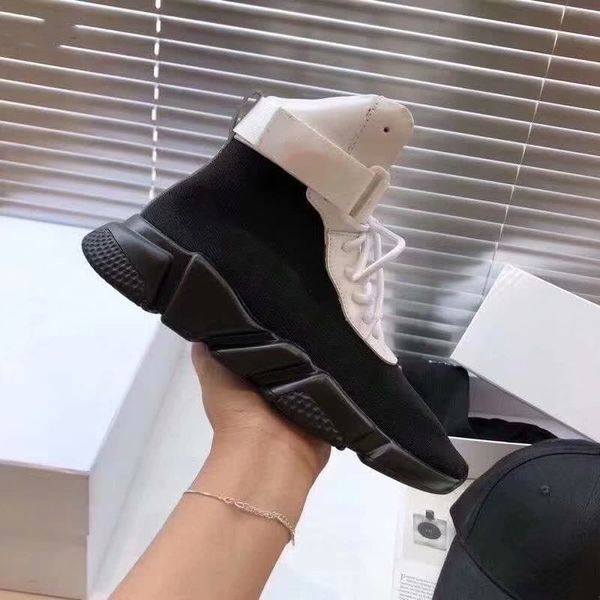 

2020 new paris speed trainers knit sock shoe original designer mens womens sneakers high casual shoes with box lts, Black