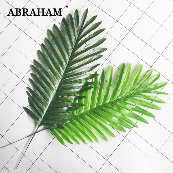 

46cm 5pcs silk leaves tropical artificial palm leafs branch green plants fake coconut tree foliage for wedding home party decor