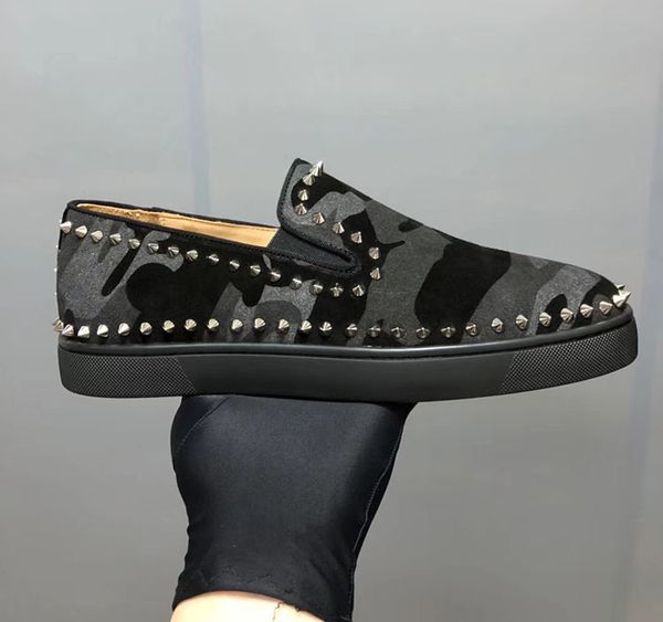 

new arrival designer fashion luxury red bottom studded spikes flats shoes for men women black white party lovers casual sneakers