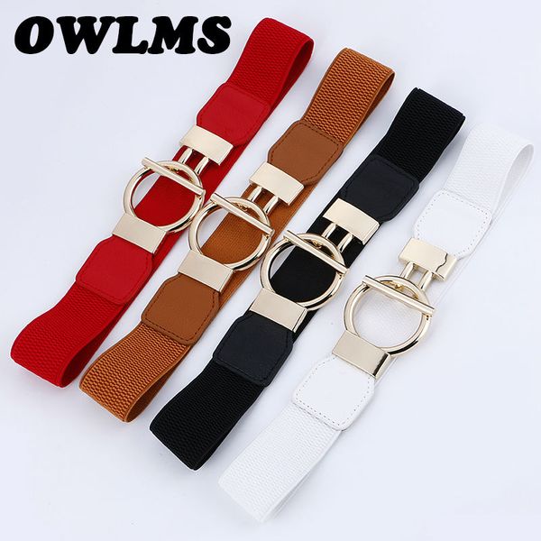 

woman belt dress decorate simple sleeve elastic girdle gold buckle women cummerbunds wide style body belts pasek cinturon mujer, Black;brown