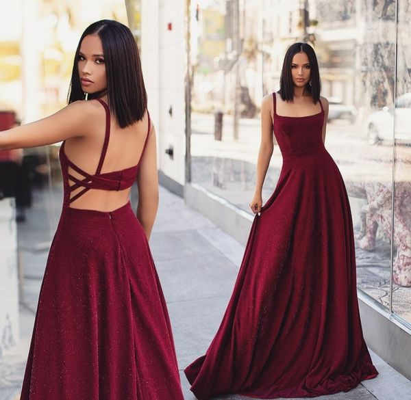 

retro long burgundy glitter prom dresses with pockets spaghetti straps custom made halter back evening gowns party dress for women, Black