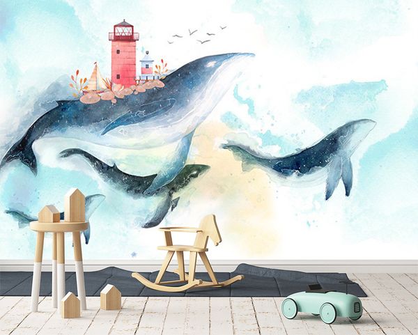 

self-adhesive] 3d big fish 8879 wall paper mural wall print decal murals