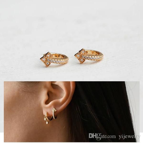 

cz vermeil gold mini hoop earring 10mm small hoops minimal dainty delicate 925 sterling silver women earring, Golden;silver