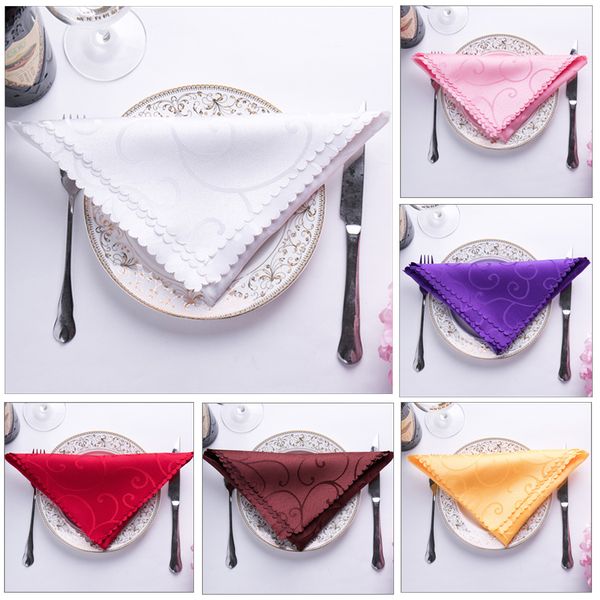 

6pc 46x46cm wedding table napkins cloth polyster wedding table decoration pink white purple orange with embroidered flower