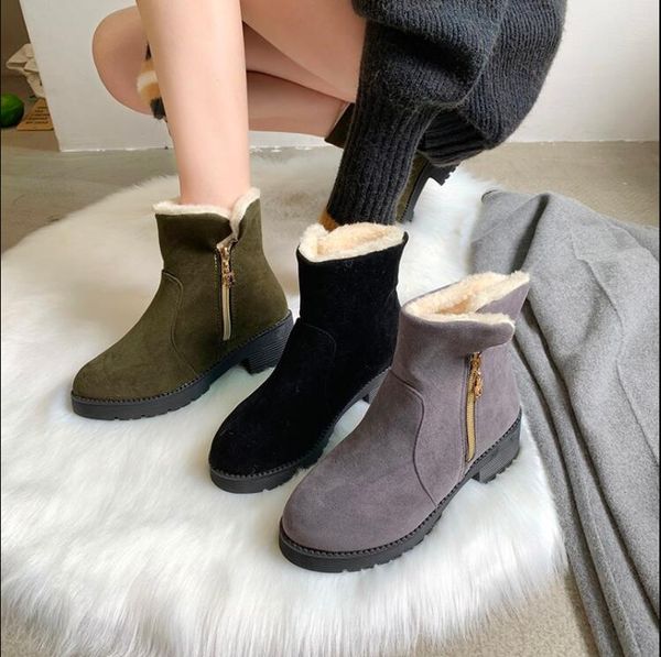 

ankle boots snow boots women shoes woman fashion flock winter 2019 winter new short fur warm x409, Black