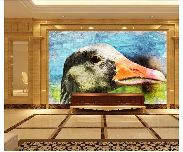 

papel de parede custom 3d p murals wall paper hand painted duck oil painting retro living room tv sofa background wall decoration
