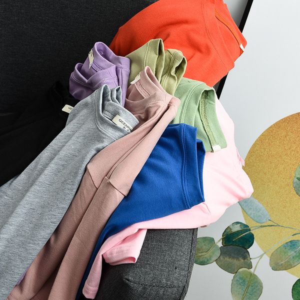 

women's t-shirt korean women loose t shirt harajuku 2021 summer 10 color casual cotton bottoming shirts tshirts tees, White