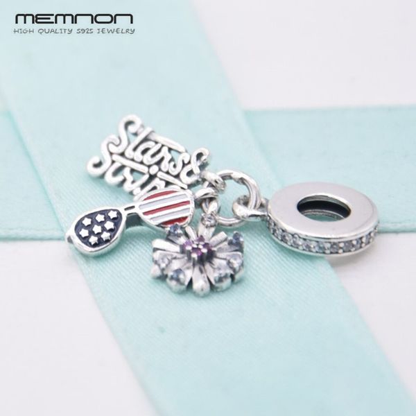 

new flower flag sunglasses dangle charms 925 sterling silver pendants fit bracelet necklace pendant charm diy for women jewelry 798020czmx, Bronze;silver