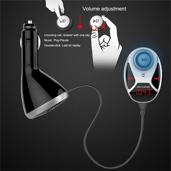 

car mp3 player bluetooth fm transmitter handscar kit mp3 music player radio with 2 usb charger m8617