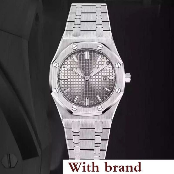 

sell 2pin royal oak watch women 33mm quartz watch tick movement false watch n2122 stainless steel battery watches 102688, Slivery;brown