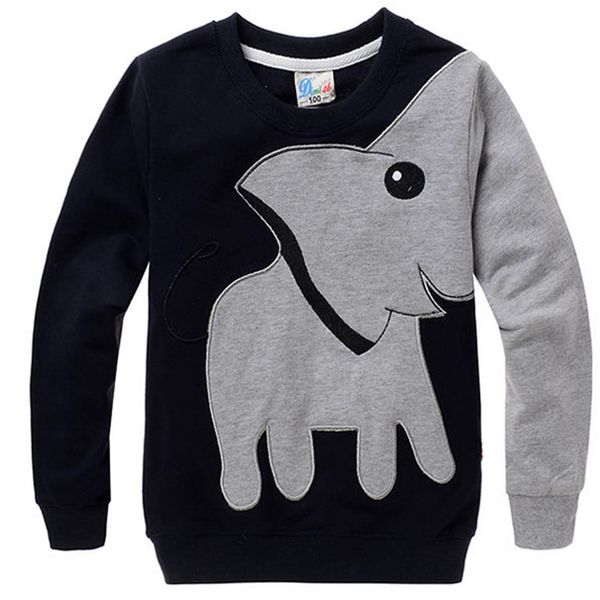 

kids toddler boys fleece long sleeve sweatshirt child elephant pullover t-shirts cartoon tee sport for kids 2-7 years, Black