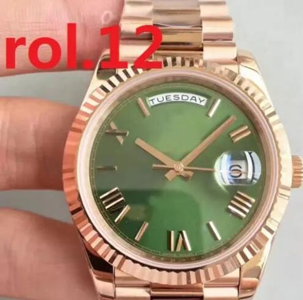 

2 new president mens watch sweep automatic movement mechanical day-date rose gold stainess steel sapphire glass original clasp men watches, Slivery;brown