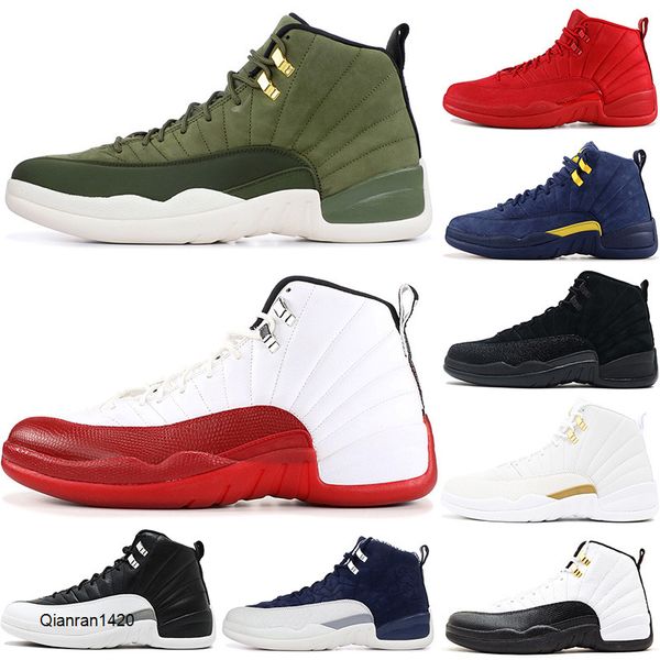 

new designer basketball shoes 12 12s red taxi unc university blue flu game ov white black wolf grey mens athletic sports sneakers 7-12