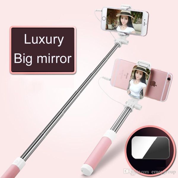

universal mini selfie holder stick for ios/ android luxury phone wired mirror stick holder, camera monopod selfie stick