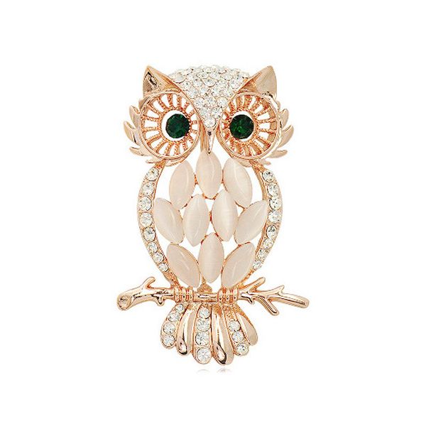 

personality cartoon a cat's-eye owl gold and silver two-tone brooch brooch, Gray