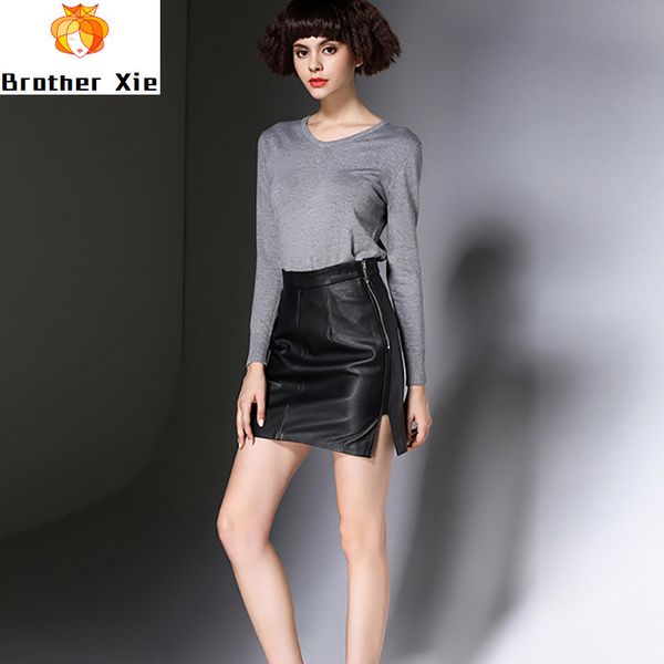

2020 autumn winter genuine leather skirts women high lambskin waist sexy&club black mini skirts ladies real sheepskin skirt
