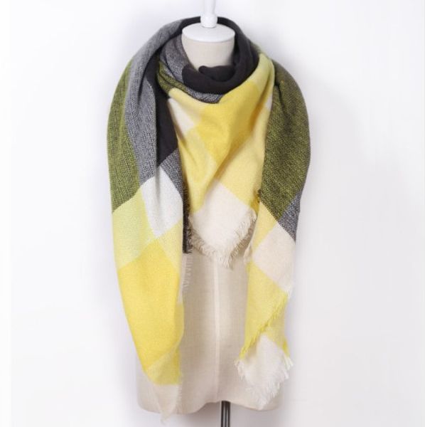 

2019 women scarf plaid winter warm cashmere scarves triangle knitted neck shawls and wraps female blanket echarpe 15pcs