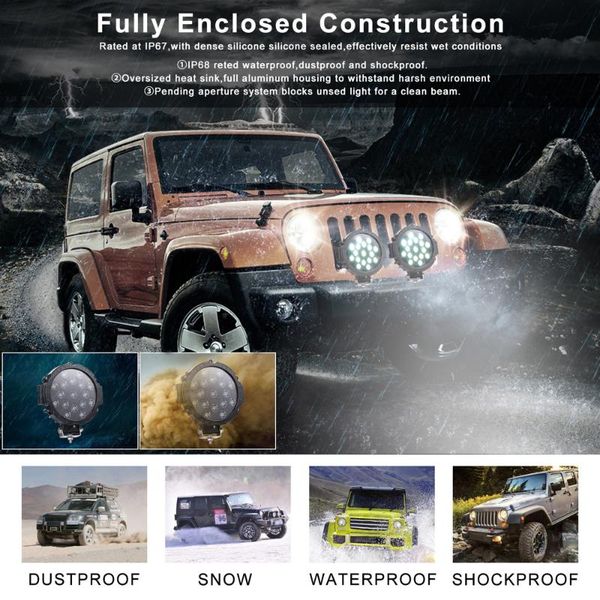 

lamp work light 7 inch 51w led black spotlight vehicle replacement ip67