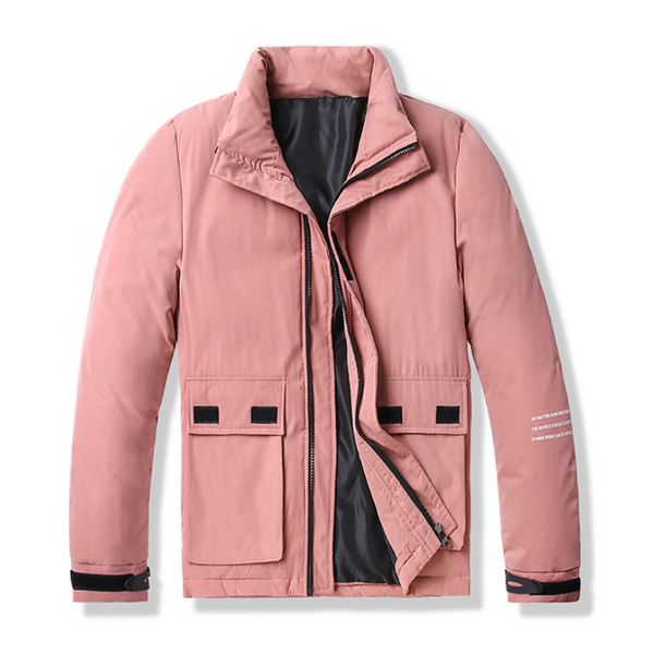 

2019 new fashion men winter down jacket yellow pink black stand collar white down jacket men selective winter